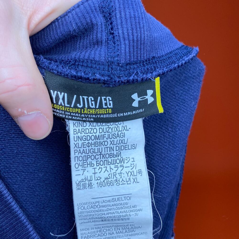 Vintage Y2K Under Armour Sweatpants Youth XL Navy Blue Cotton Joggers - Picture 4 of 4
